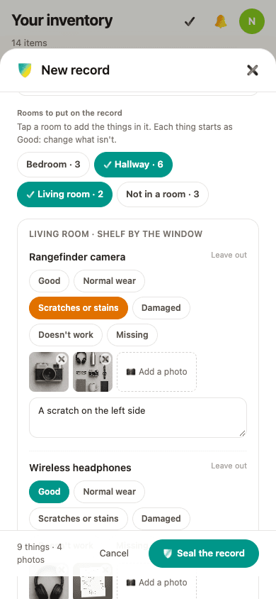 スマホで入居時の記録を作る：部屋、物ごとの状態、メモ、新しい写真