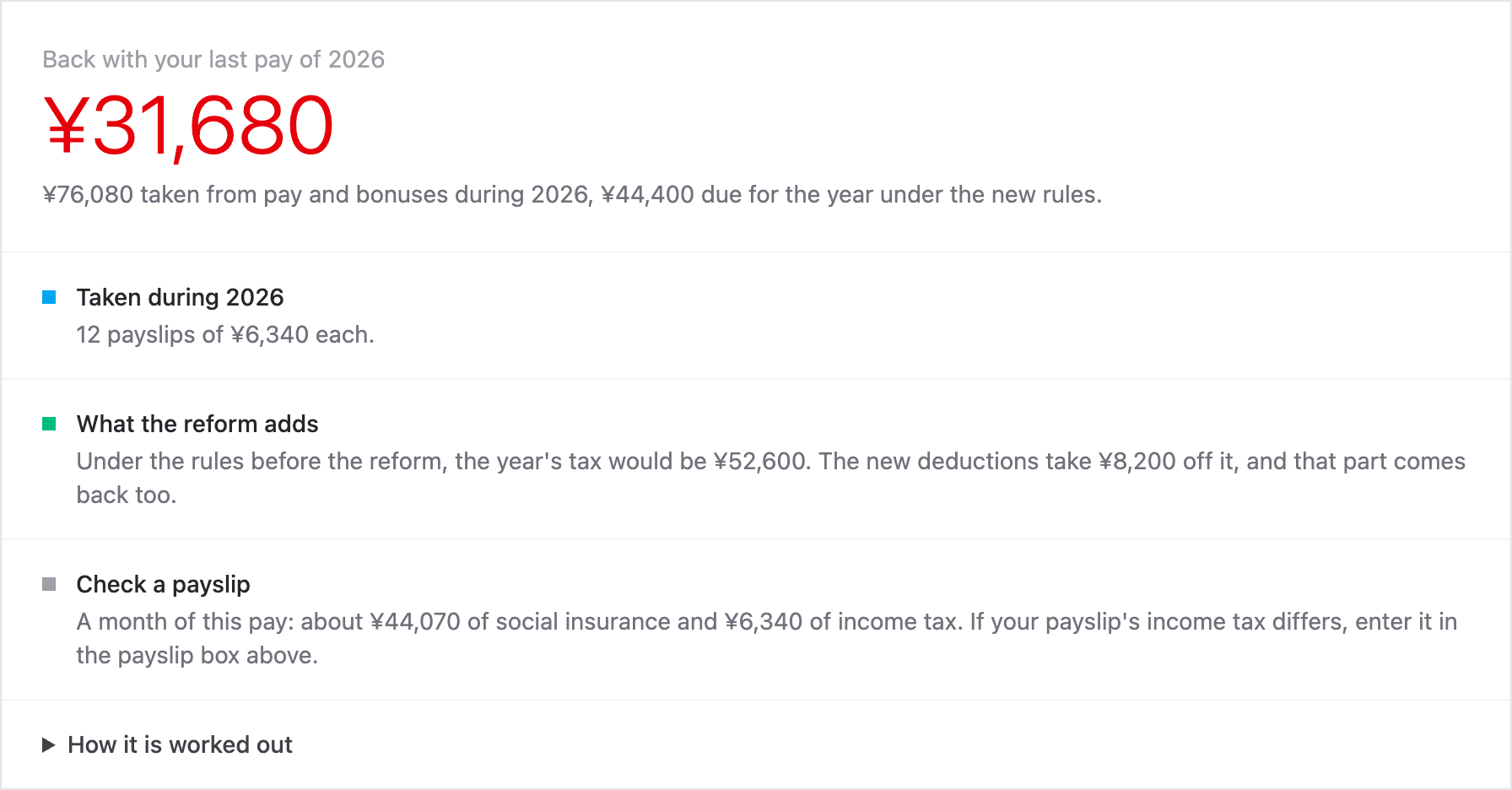 What comes back on 300,000 yen a month