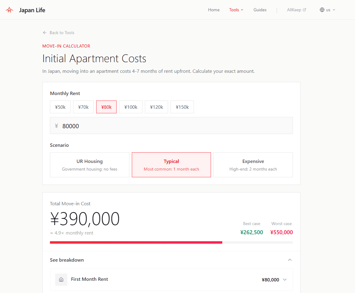 Initial Costs Calculator