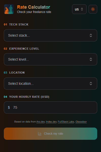 Rate Calculator Input Form